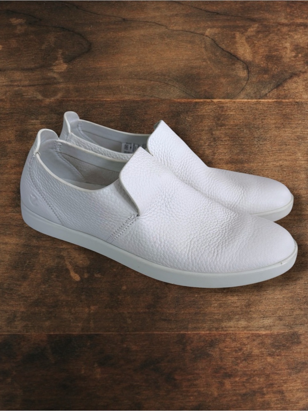 Ecco White Slip-On Women's Leather Loafers